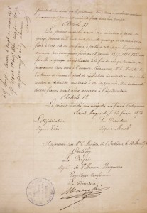 Contrat pour effecteur des voyages entre le contient et l'le - 15 fvrier 1874 (AD06_1Y24(4))