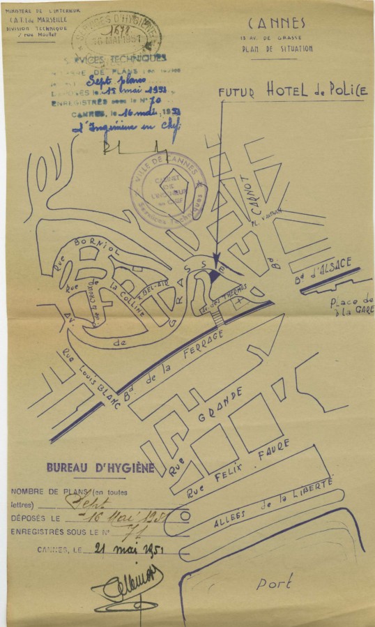 Situation de l'htel de police, 1951