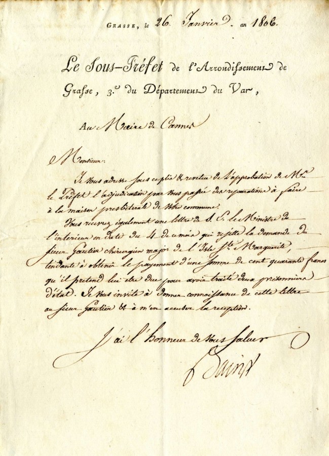 Rejet de la demande du Sieur Gautier 1806 (4J3)
