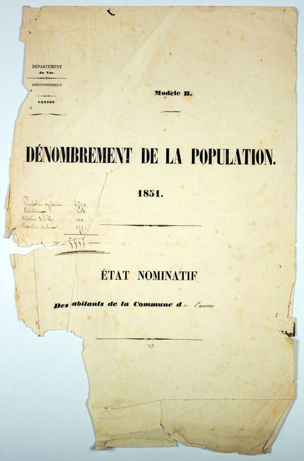 Indication du nombre de prisonniers, 1851 (1F7)