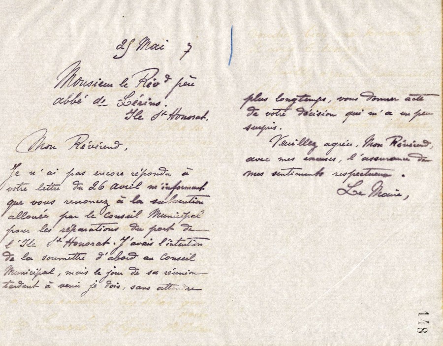 Lettre du maire de Cannes  l'abb sur le port, 1917, 2D83_fo148