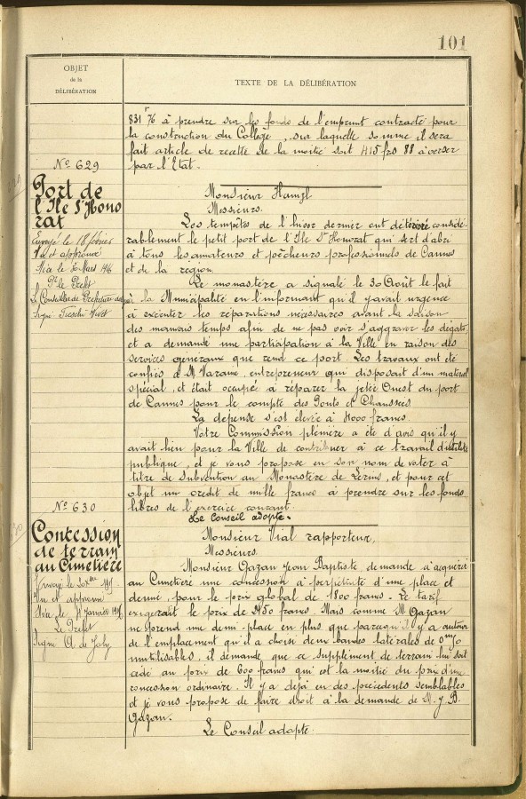 Registre du conseil, port de St Honorat, 1915, 1D47_104