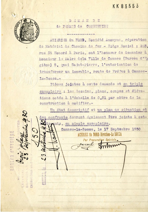 Dossier de mise en vente des Usines Rallet. 1930 (2S808, fonds de l'agence immobilire Andrau)