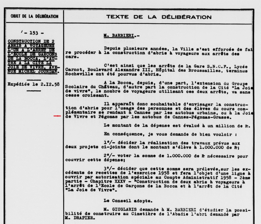 Passage avenue Michel Jourdan : cole et rsidences la Joie de Vivre, 23 octobre 1958 