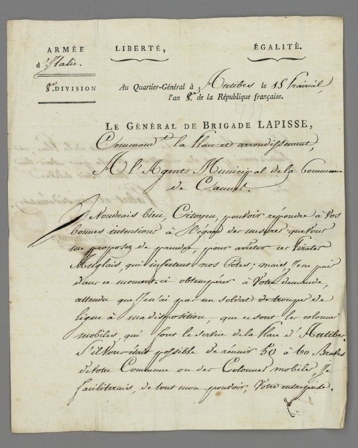 Rponse du gnral Lapisse  l'agent municipal, 4 juin 1800 (AMC 2H33_0006)
