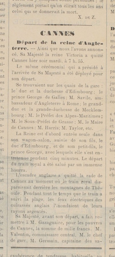 Dpart de la reine, 7 avril 1887 (Jx45, n822)