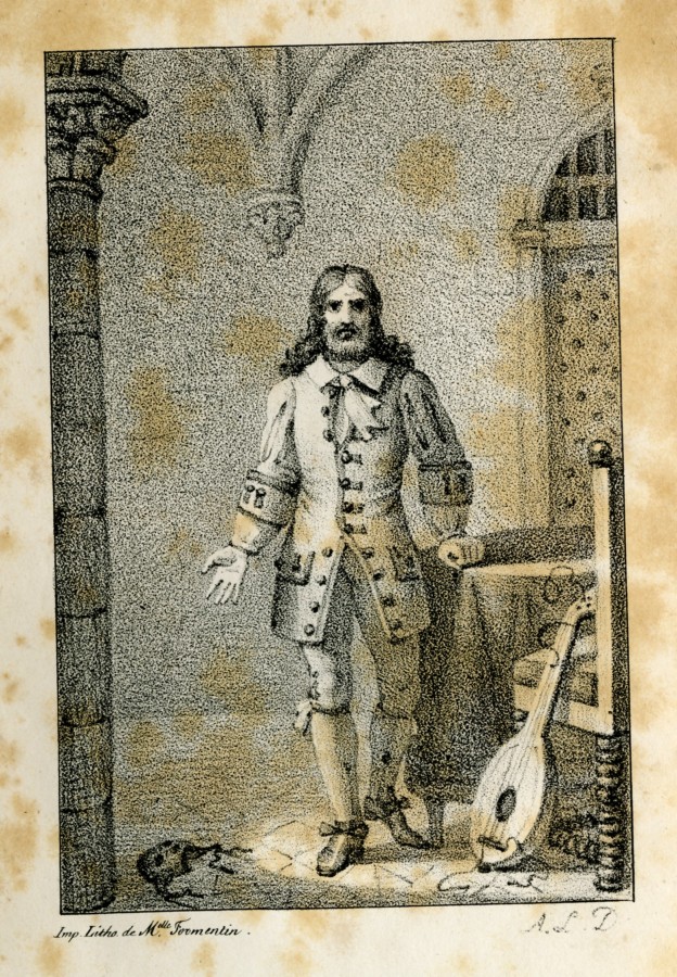 Imp. litho de Melle Formentin issue du livre 'Histoire de l'homme au masque de fer' 1825, crit par J. Delort