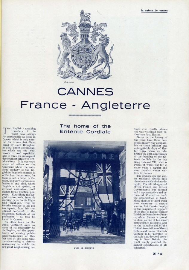 Cannes France-Angleterre, revue La Saison de Cannes, 1er aot 1929 (Jx9_31Num_p12)