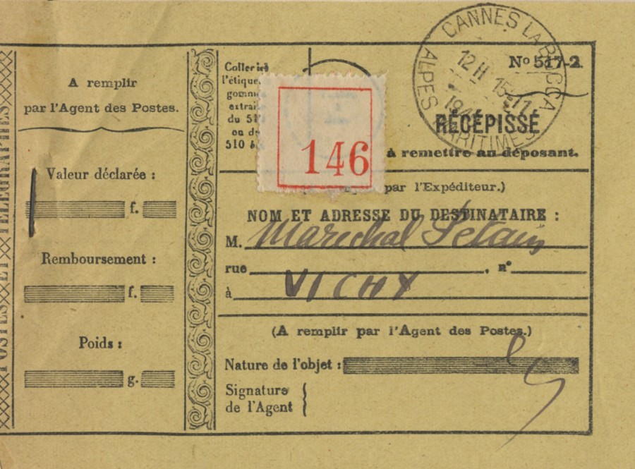 Correspondance à l'attention du Maréchal Pétain, 1941 (11S202)