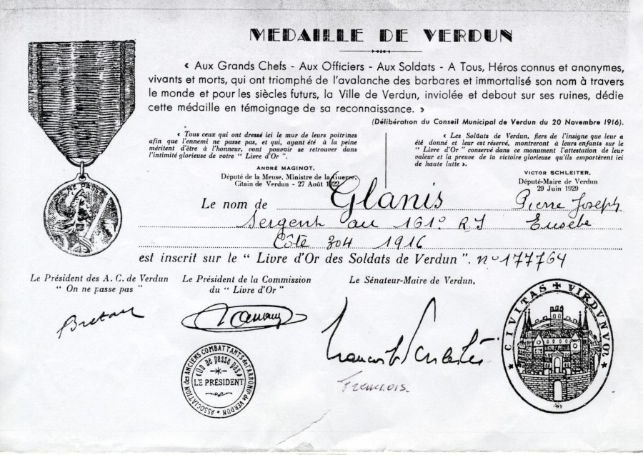 Sergent Glanis, mdaille de Verdun : "On ne passe pas"