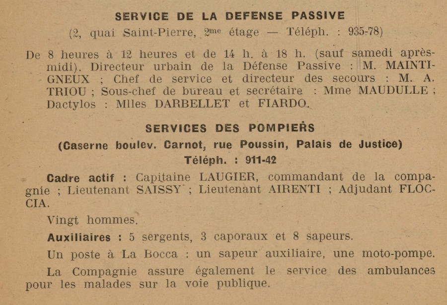 Bureau de la Dfense Passive en 1943 (Jx65_88Num57_Annuaire Cannes Adresses)