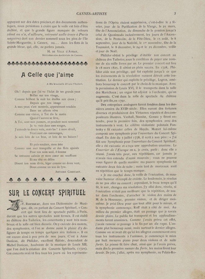 Article de Cannes-Artiste, mars 1903, sur le masque de fer, 3 (103Num - Mdiath.)