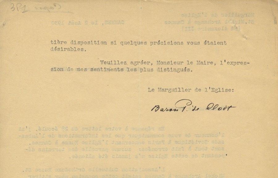 Lettre du marguillier de l'glise en 1930, 2 (3P1)