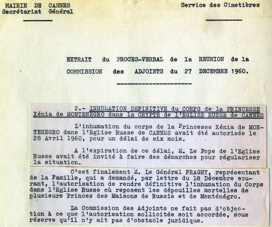 Spulture de la princesse Xenia de Montngro, 1960, 2 (43W241) 