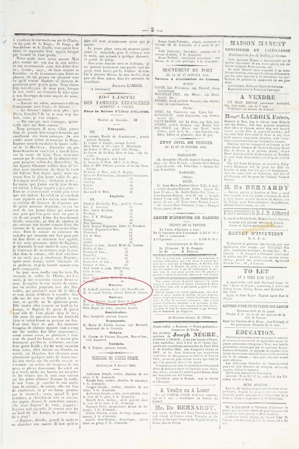 L'crivain Tolsto  Cannes en 1866 loge au Grand Htel (mention Revue de Cannes, Jx55)