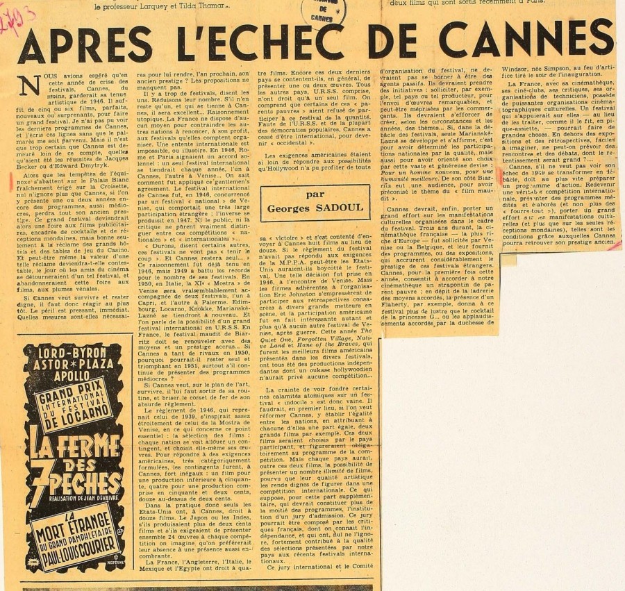 Extrait du journal "Les lettres franaises", 22 sept. 1949 (93W11_355)