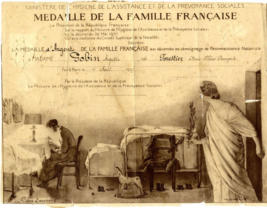 Mdaille de la Famille franaise, annes 20, prt priv