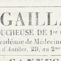 Publicité d'une accoucheuse, parue dans la Revue de Cannes, 1er juillet 1867