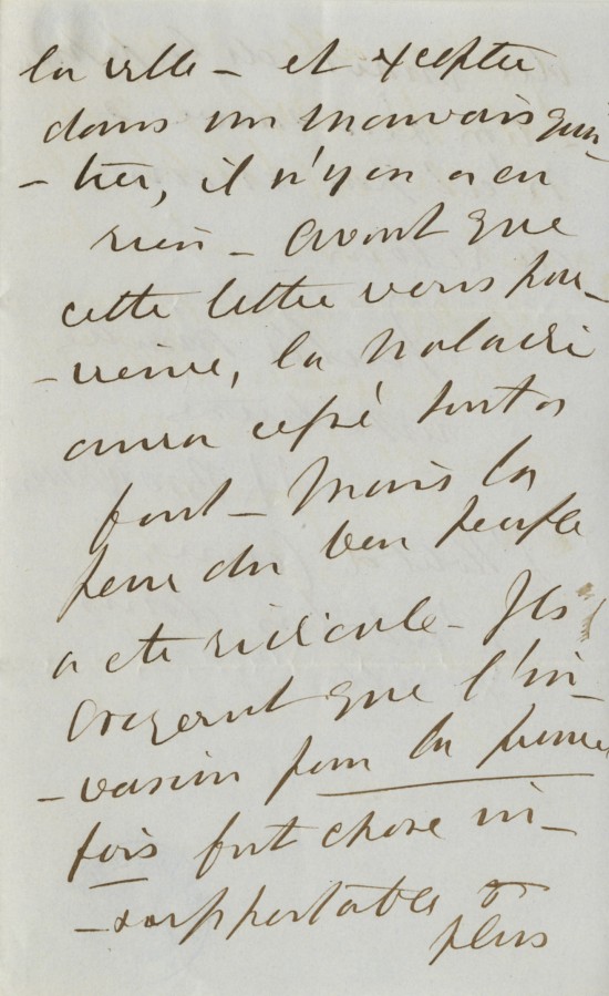 Lettre de Lord Brougham voquant la prsence du cholra en Provence, 1833, 3, AMC 5S7