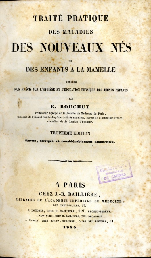 Trait pour les nouveaux ns, 1855, ouvrage de la Mdiathque Noailles, cote TC3038