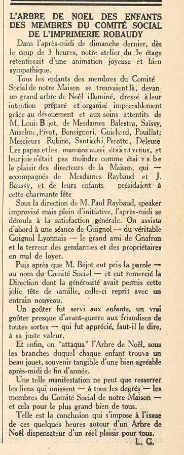 Tradition de l'arbre de Nol, imprimerie Robaudy, journal Le Littoral, 1942