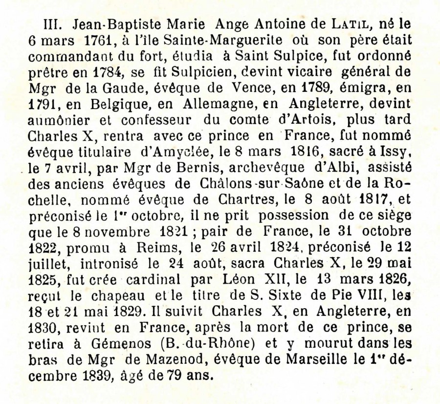 Biographie de Jean-Baptiste Marie Ange Antoine de Latil