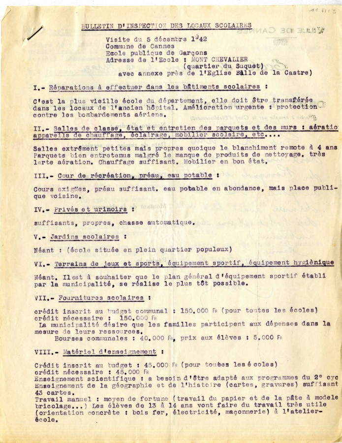 Rparations urgentes  faire  l'cole, 1942, AMC 11M13