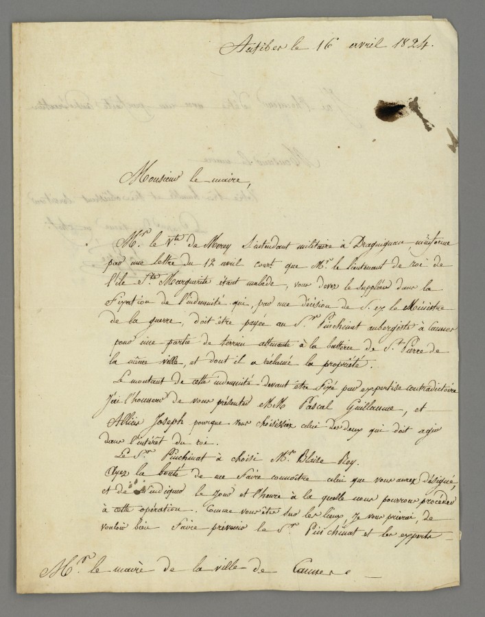 Fixation de l'indemnit pour le Sr Pinchinat aubergiste, 1824, suite, AMC 2H4