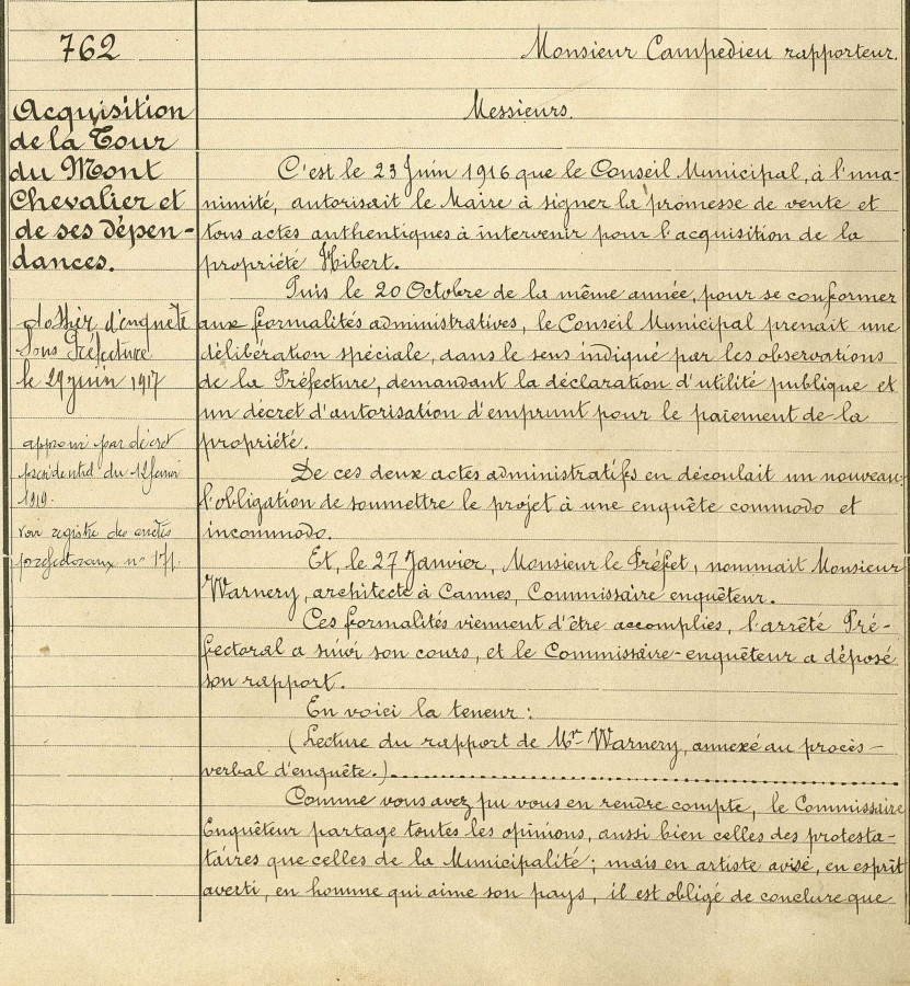 Achat de la tour, dlibration de juin 1917 (1D47_264)