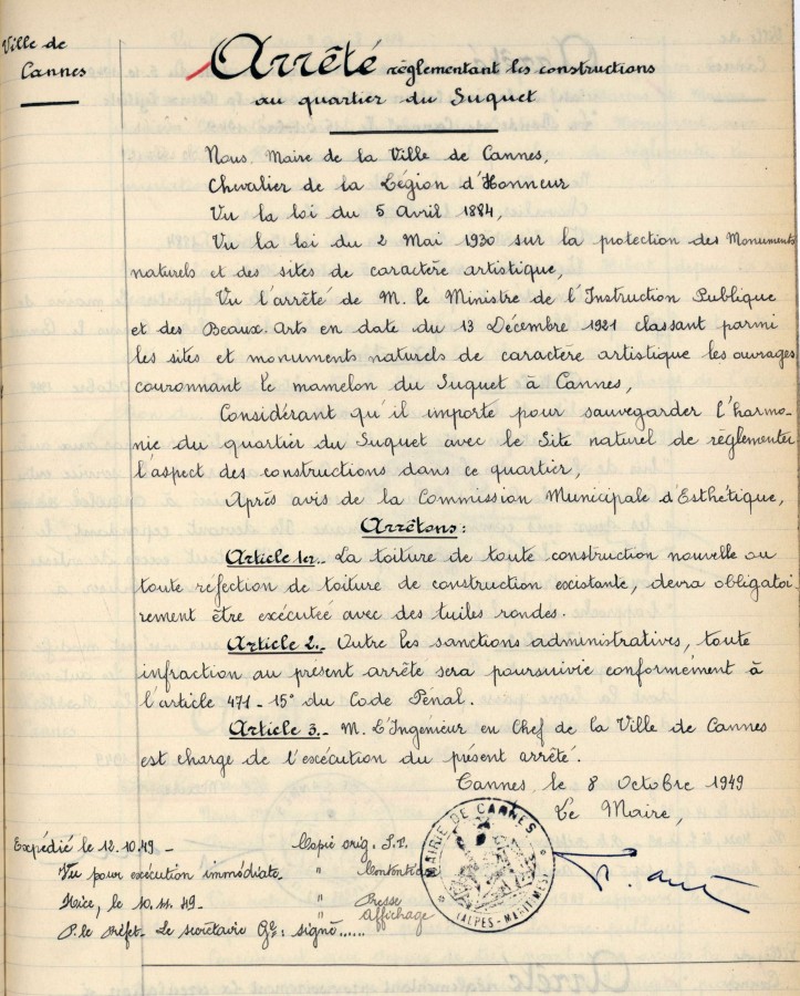 Arrt municipal sur les constructions du Suquet, le 8 octobre 1949, 2D11_422