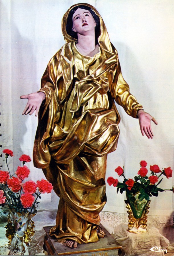 Statue en bois dor ND de la Misricorde XVIe, chapelle des Pnitents noirs (2Fi2344 - CP Cim)
