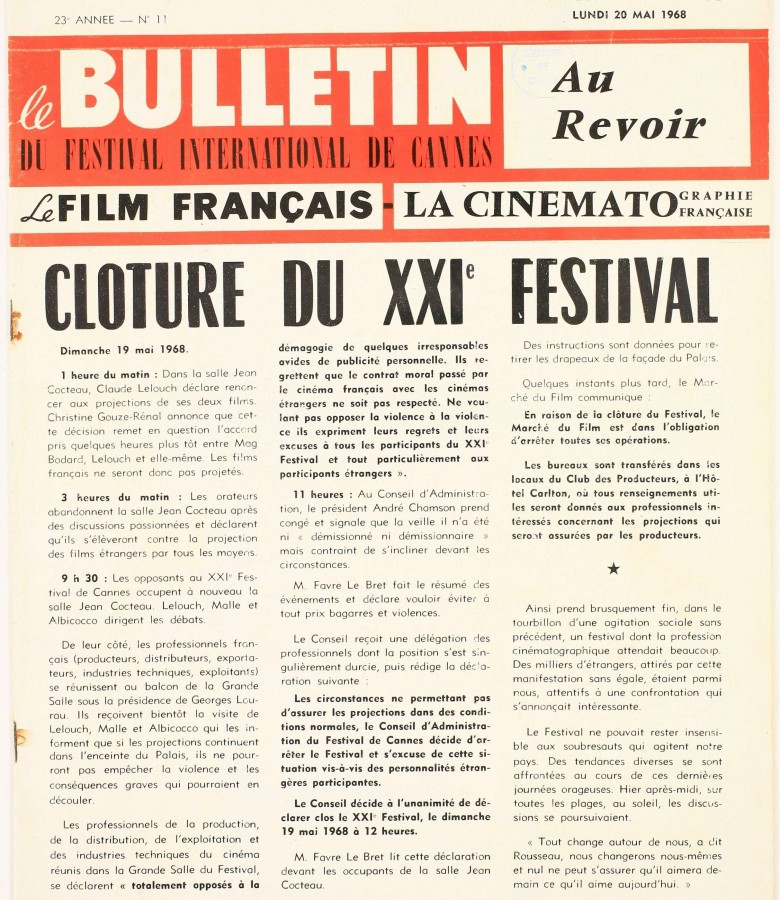 La presse relate l'ambiance de dbats en mai 68, journal Le Bulletin du FIF
