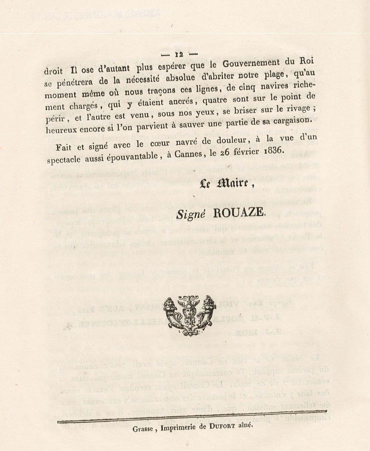 1836, commission d'enqute, fin