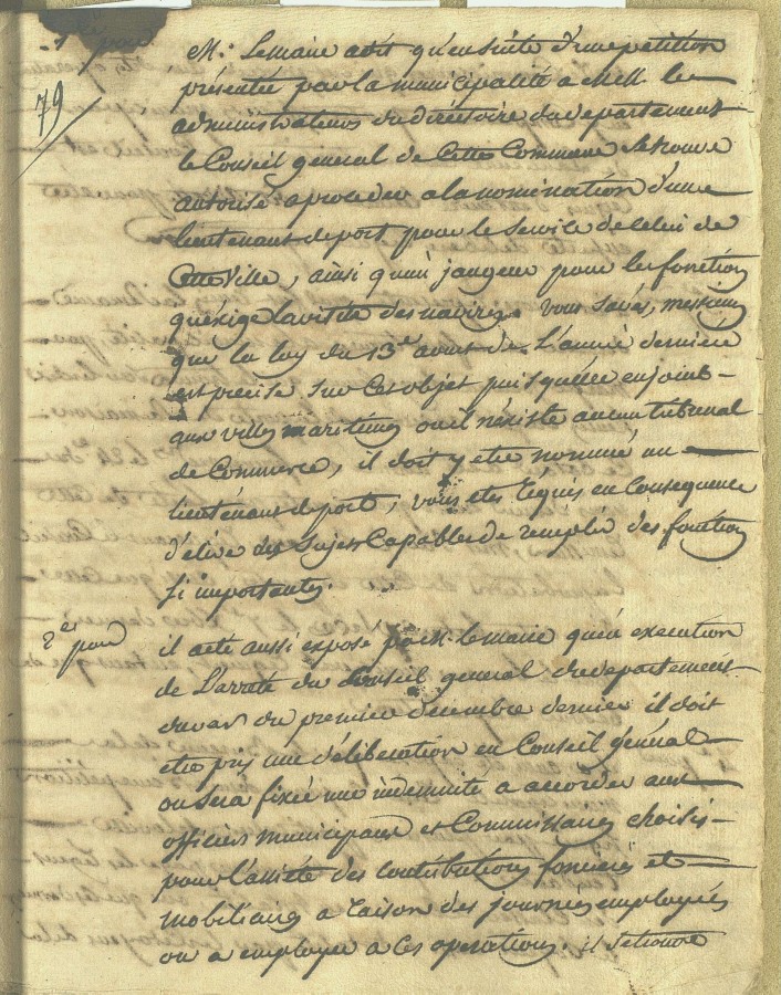 1792, nomination d'un lieutenant de port et d'un jaugeur (AMC 1D3)