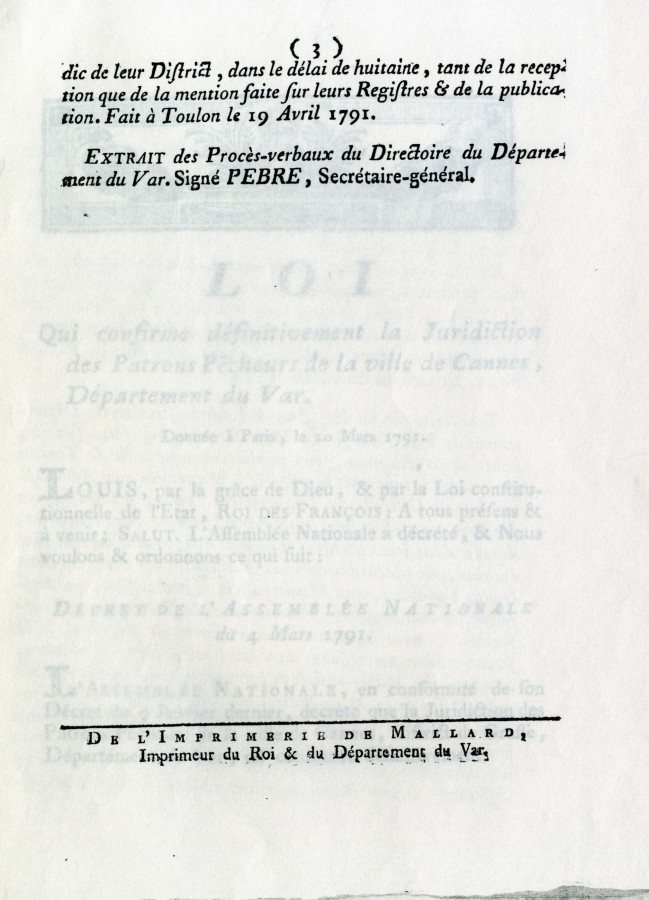 1791, décret loi qui confirme la juridiction des patrons pêcheurs (3)