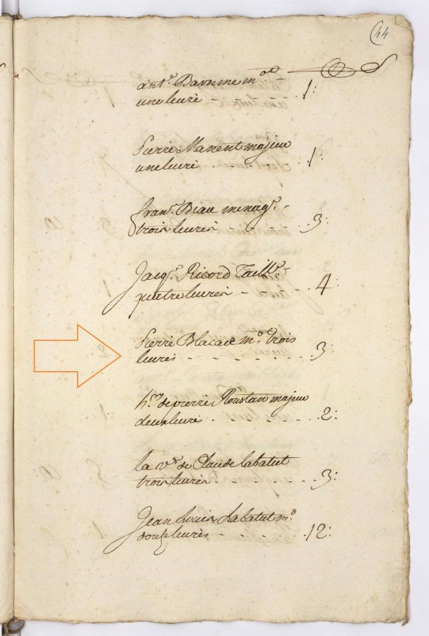 1733, impt, capitation  payer pour Pierre Blacas matelot (CC25_87) 