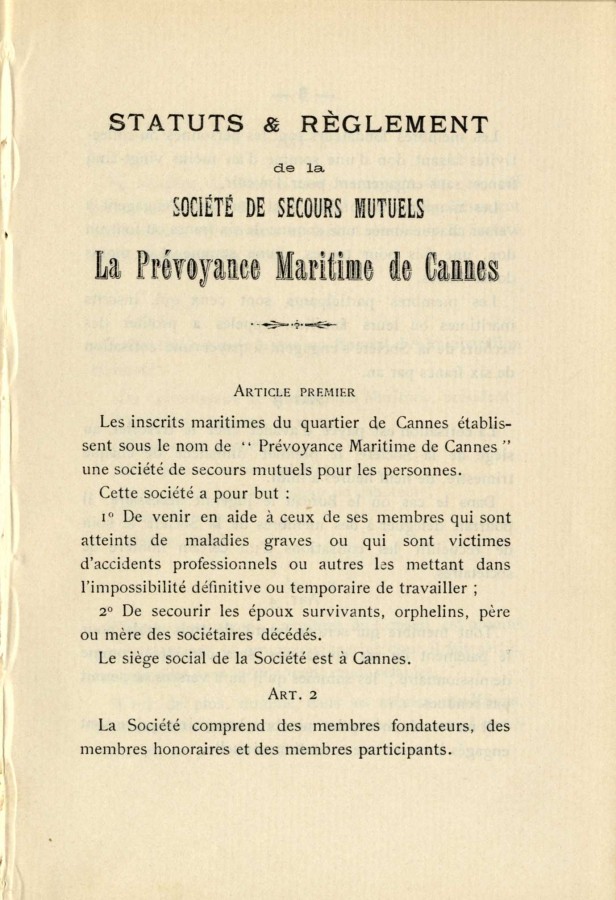 La Prvoyance Maritime, 1898-1905, articles premiers (AMC 5Q31)