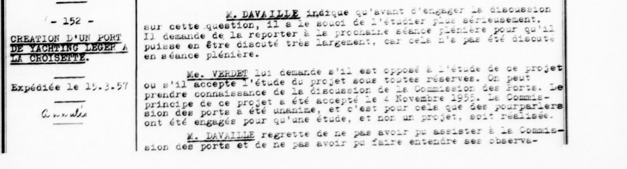 Projet, cration d'un port de yachting lger  la Croisette, fvrier 1957 (90W11)