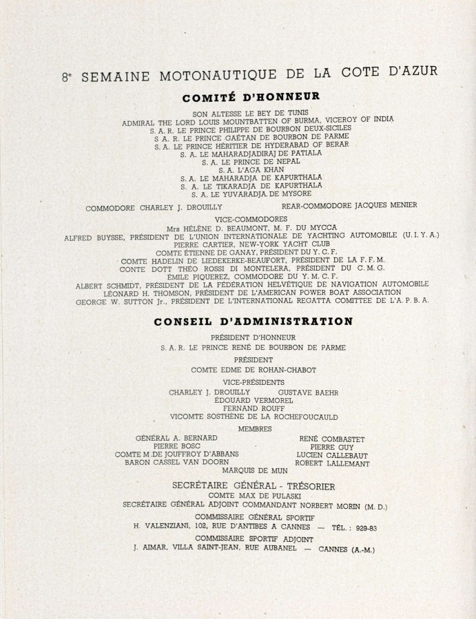 1947, composition du comit d'honneur du MYCCA (14S1)