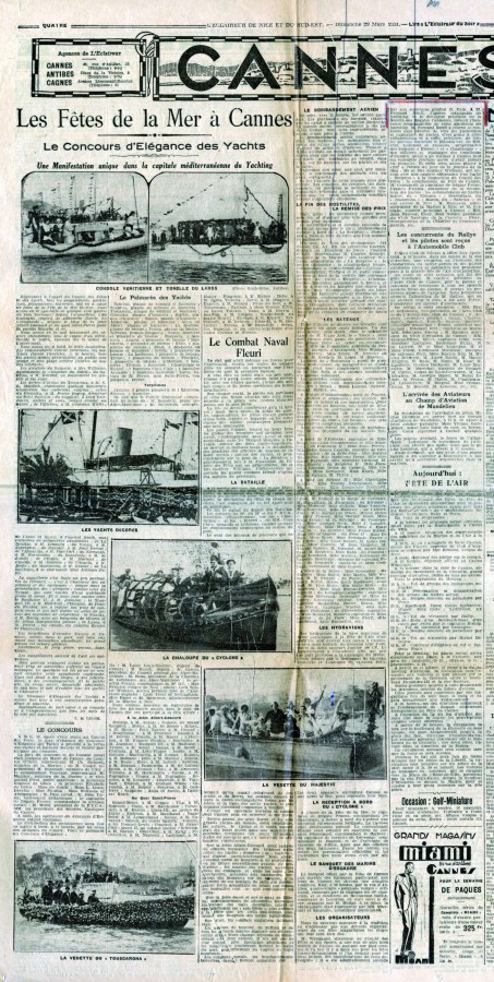 Ftes de la mer, concours d'lgance des yachts, combat naval fleuri, 1931 (presse rgionale - 37W7)