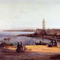 Tableau du peintre nerlandais Tetar Van Elven, port et phare, AMC 98S6 (photogravure)
