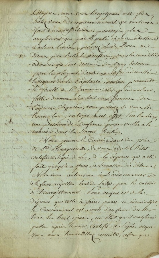 Courrier des administrateurs du Directoire  propos des migrs dtenus au fort de l'le Ste Marguerite en 1792 (2J1_005)