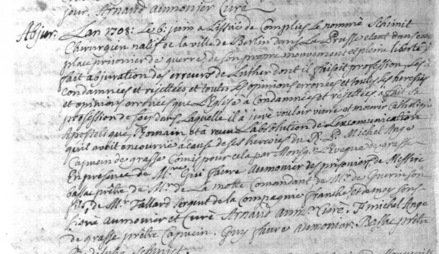 Vouloir vivre et mourir catholique, apostolique et romain, 6 juin 1708