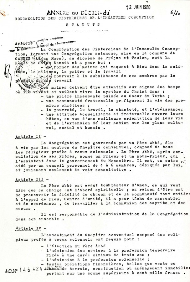Statuts de la congrgation des cisterciens, 1977, 108W64
