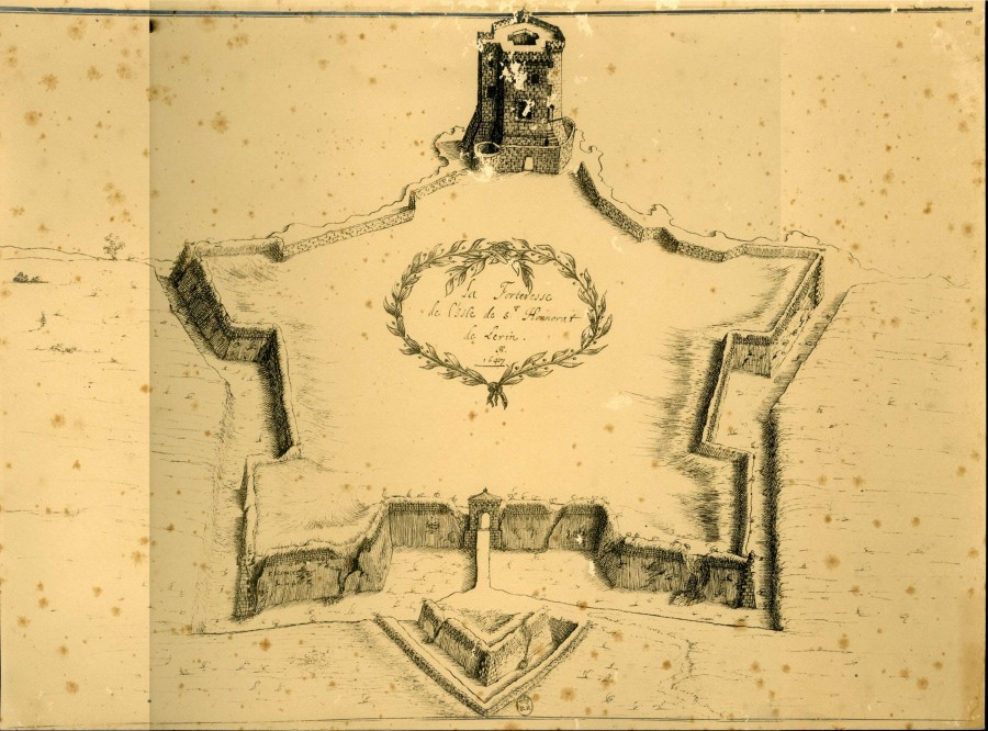 La forteresse de l'Isle de St Honnorat de Lerin (sic), 1647  Bibliothque royale, BNF