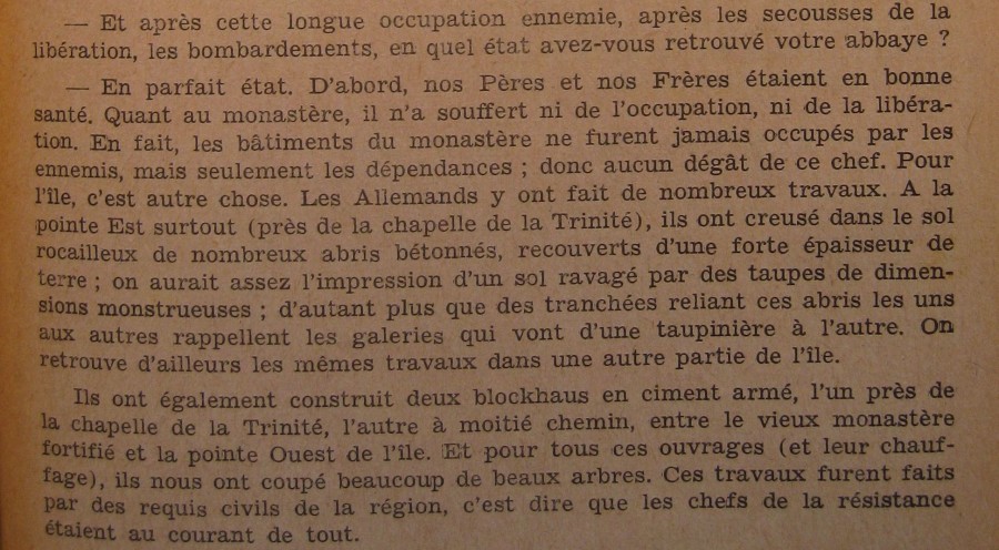 Extrait du bulletin de la congrgation revenue  St Honorat, fin d'anne 1944  Proprit de l'Abbaye de Lrins
