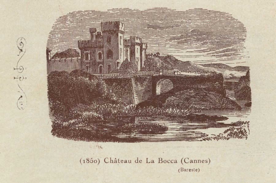 Gravure de presse, chteau de la Bocca (1850) - paru dans l'Echo de Cannes et du Littoral, dc. 1926 - janvier 1927