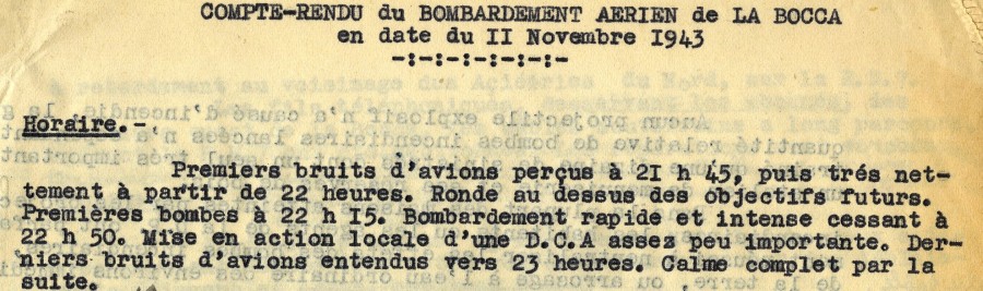 Rcit du bombardement de La Bocca du 11 novembre 1943. 1943 (4H48) 