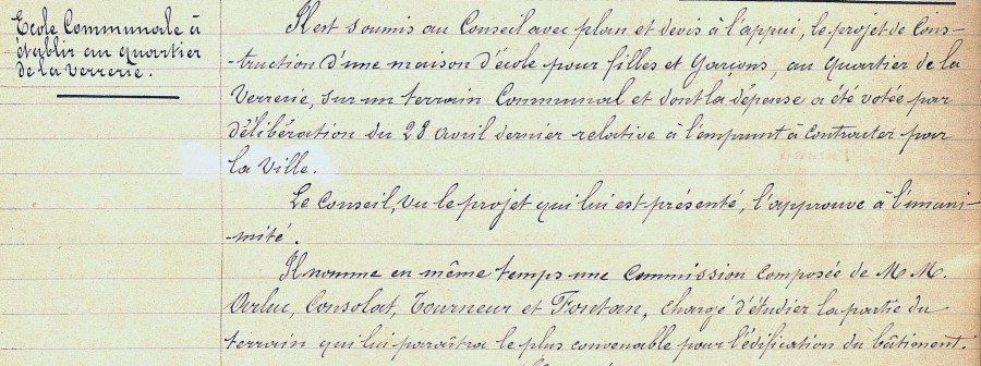 Dlibration municipale pour la cration d'une cole  la Bocca. 1880 (1D20)