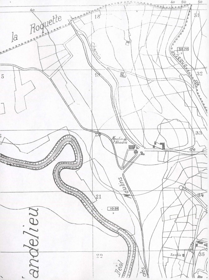 Moulins de l'Abadie, partie de plan 1891 (AMC 1Fi48)